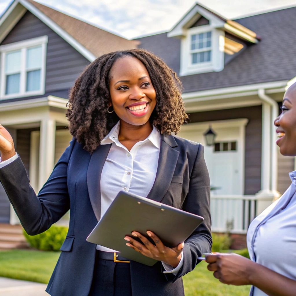 woman-suit-is-standing-front-house-that-has-laptop-her-lap
